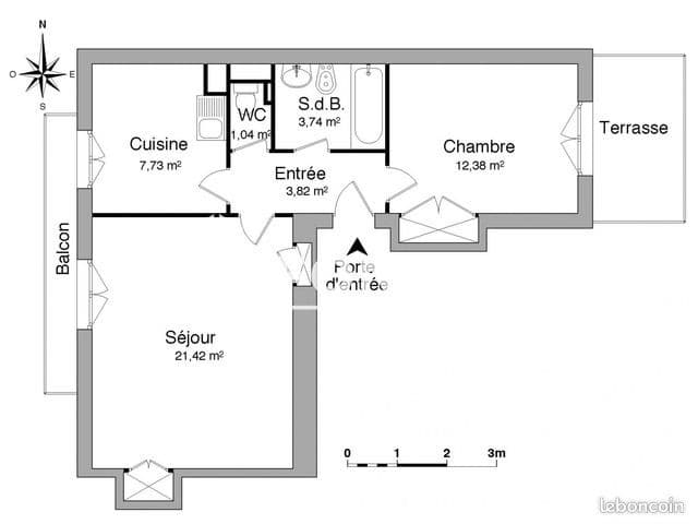 Appartement 2 pièces 50 m²