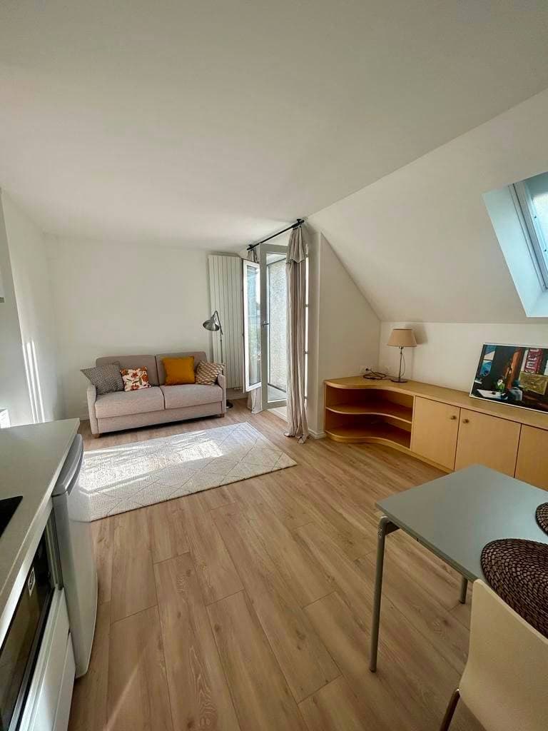 Loue grand studio meublé et équipé avec terrasse, entièrement rénové, Boulogne Nord