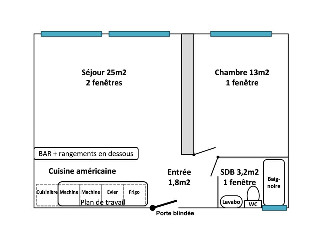 Loue appartement Paris 14ème 2 pièces 42m², 4ème étage sans ascenseur