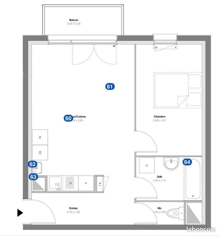 Appartement F2 Lieusaint
