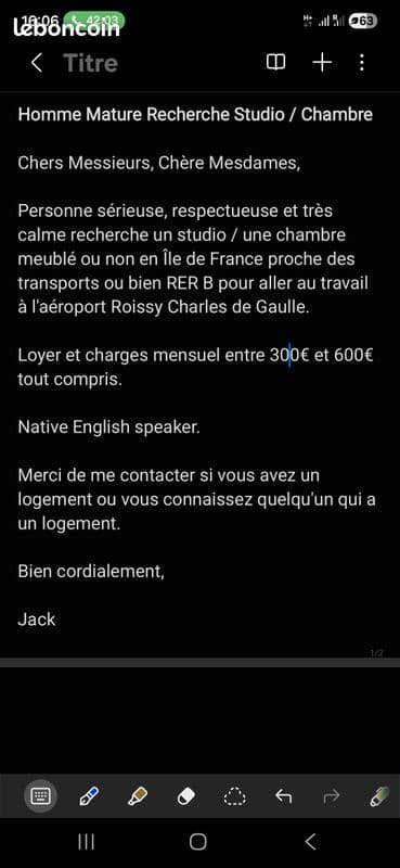 URGENT : Chambre / Studio en ÎdF