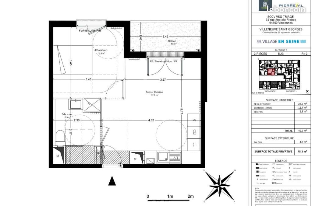 Appartement 2 pièces 41 m²