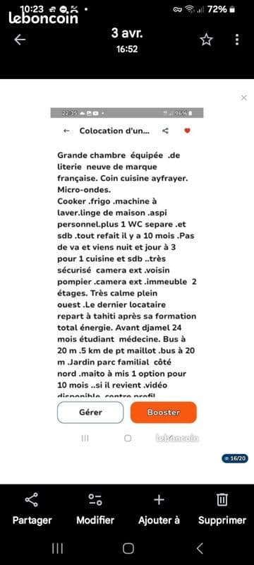 Chambre autonome à louer