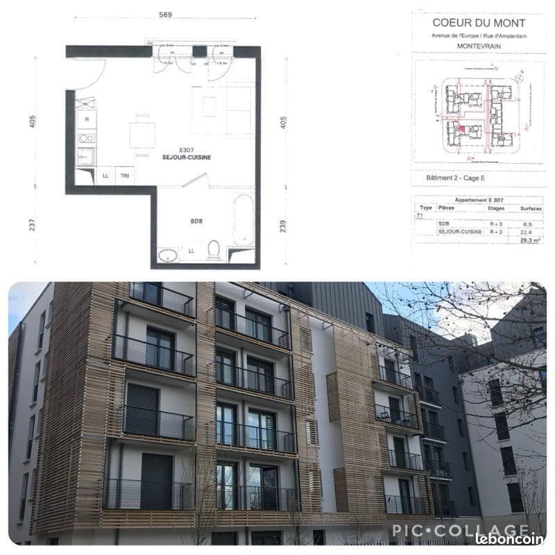 Particulier loue Studio de 29 m2 à Montévrain (77) pour 570 (charges comprises)