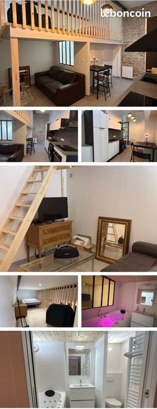 Studio meublé frais peu lumineux sur cour privative