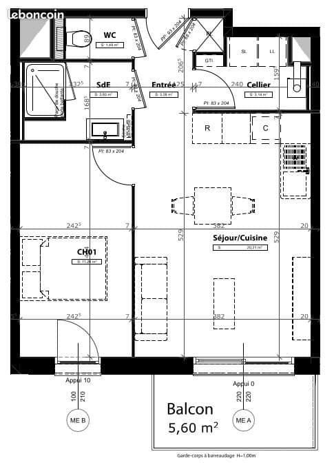 Appartement T2 à Plougastel Daoulas