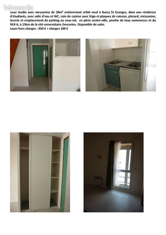 Location studio Bussy Saint Georges non meublé