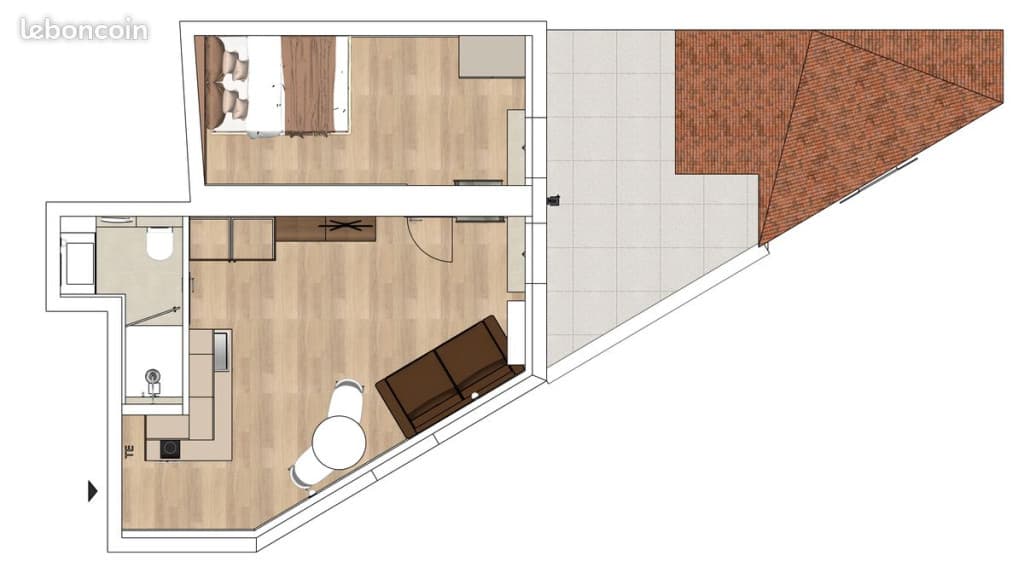 Appartement T2 + terrasse + annexe