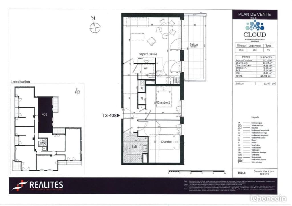 Appartement 3 pièces 63 m²