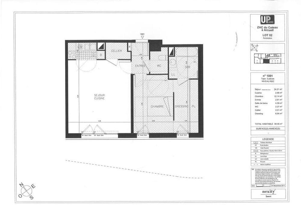 Appartement - 2 pièce(s) - 58 m²